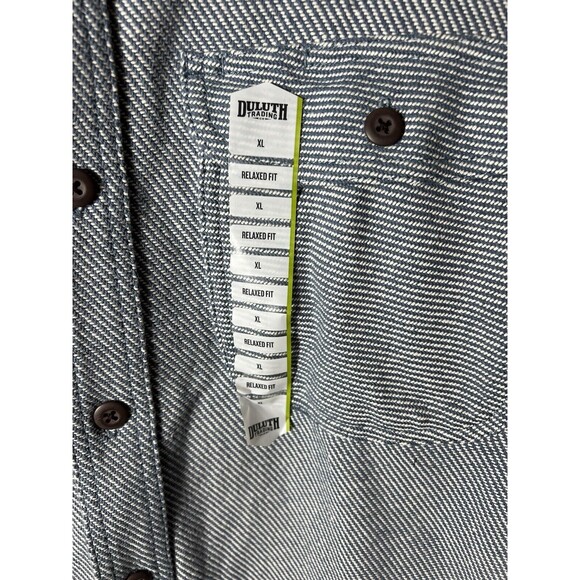 Duluth Trading Co Mens Button Down Woody Relaxed Fit Shirt Blue White XL NEW - Picture 4 of 12